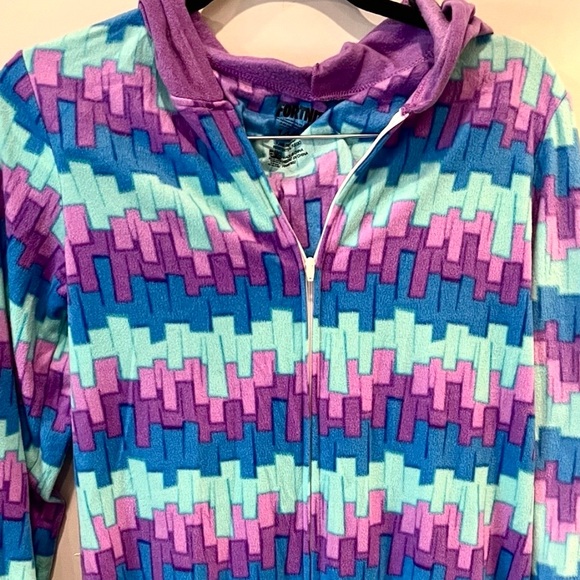 Fortnite Loot Llama Purple Blue Hooded Onesie Pajamas Kids Size 14/16 NWOT - Picture 5 of 10